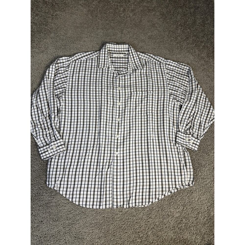 Turnbury Shirt Mens XL White Plaid Flannel Long Sleeve Button Up Regular Fit